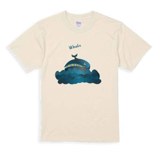 【Tシャツ】コミカルなクジラのイラスト 5.6oz Cotton:100%