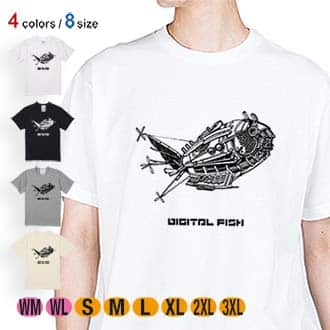 【Tシャツ】デジタル　フィッシュ 5.6oz Cotton:100%