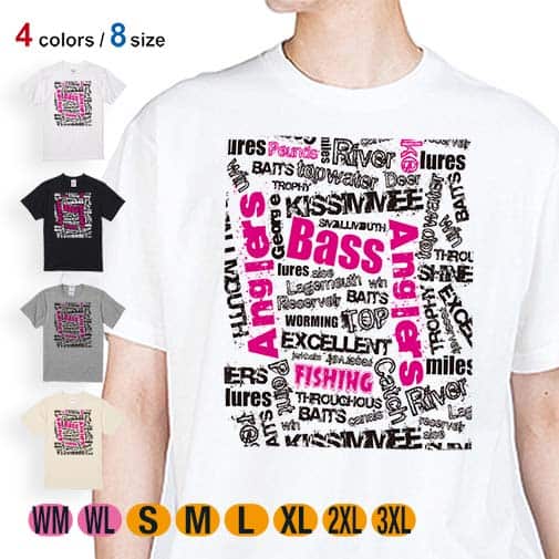 【Tシャツ】BASS テキストデザイン ショッキングピンク 5.6oz Cotton:100%