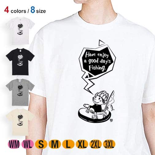 【Tシャツ】【釣りざんまい】ゴムボートアングラー 5.6oz Cotton:100%