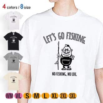【Tシャツ】【釣りざんまい】レッツゴーフィッシング ポッチャリアングラー 5.6oz Cotton:100%