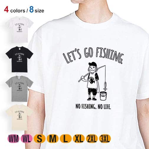 【Tシャツ】【釣りざんまい】レッツゴーフィッシング バケツとアングラー 5.6oz Cotton:100%