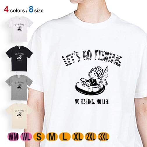 【Tシャツ】【釣りざんまい】レッツゴーフィッシング ボートアングラー 5.6oz Cotton:100%