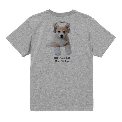 【Tシャツ】コーギーだってNo Music No Life 5.6oz Cotton:100%