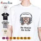 【Tシャツ】猫だってNo Music No Life 5.6oz Cotton:100%