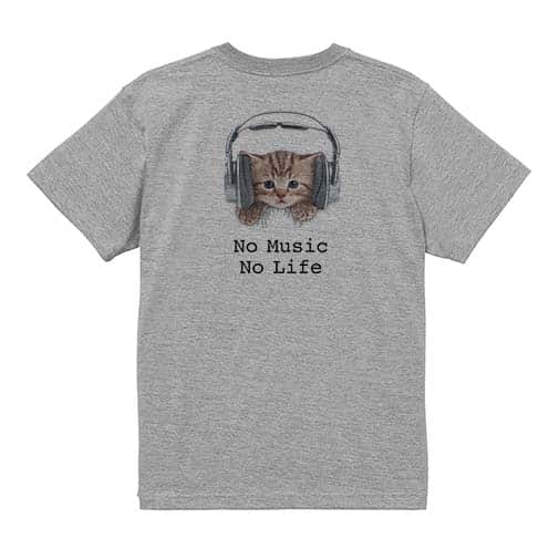 【Tシャツ】猫だってNo Music No Life 5.6oz Cotton:100%