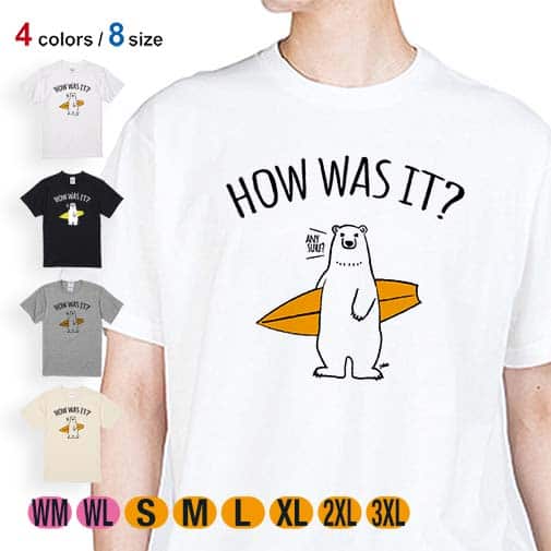 【Tシャツ】波乗りシロクマさん(wakat) 5.6oz Cotton:100%