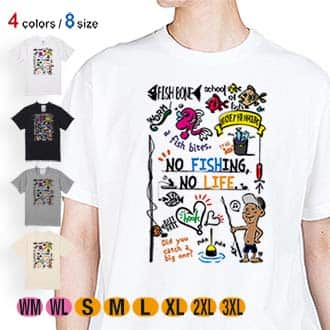 【Tシャツ】【釣りざんまい】釣りが好きなんです_カラフル 5.6oz Cotton:100%