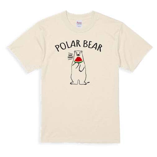 【Tシャツ】シロクマさんとスイカ(wakat) 5.6oz Cotton:100%