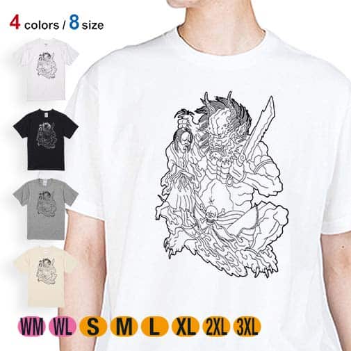 【彫姫】【Tシャツ】鬼 5.6oz Cotton:100%