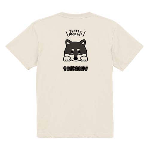 【Tシャツ】柴犬のおねだり顔_黒柴(wakat) 5.6oz Cotton:100%