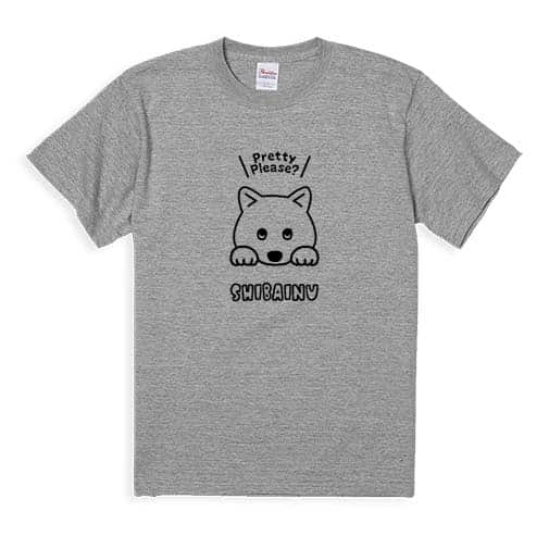【Tシャツ】柴犬のおねだり顔_白柴(wakat) 5.6oz Cotton:100%