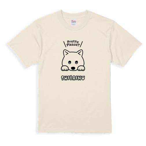 【Tシャツ】柴犬のおねだり顔_白柴(wakat) 5.6oz Cotton:100%