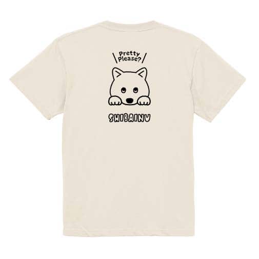 【Tシャツ】柴犬のおねだり顔_白柴(wakat) 5.6oz Cotton:100%