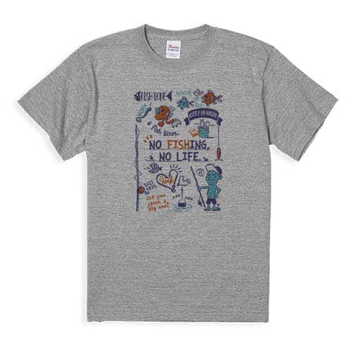 【Tシャツ】【釣りざんまい】釣りが好きなんです_レトロ 5.6oz Cotton:100%