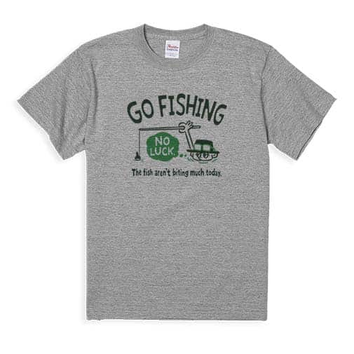 【Tシャツ】【釣りざんまい】ユニークな釣りするアングラー_グリーン 5.6oz Cotton:100%