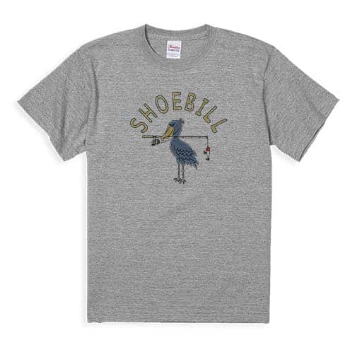 【Tシャツ】【釣りざんまい】釣りするハシビロコウ  5.6oz Cotton:100%