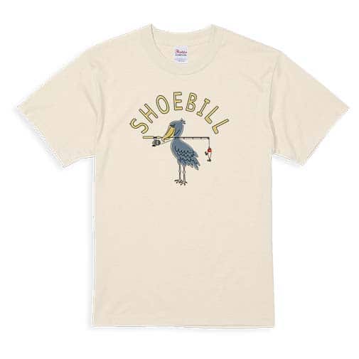 【Tシャツ】【釣りざんまい】釣りするハシビロコウ  5.6oz Cotton:100%