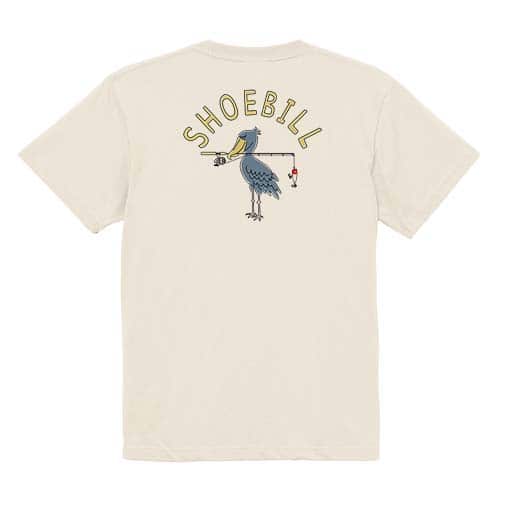 【Tシャツ】【釣りざんまい】釣りするハシビロコウ  5.6oz Cotton:100%