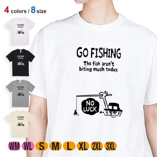 【Tシャツ】【釣りざんまい】ユニークな釣り_ブラック  5.6oz Cotton:100%