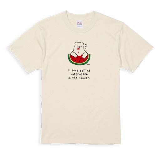 【Tシャツ】シロクマさんスイカウマー(wakat) 5.6oz Cotton:100%