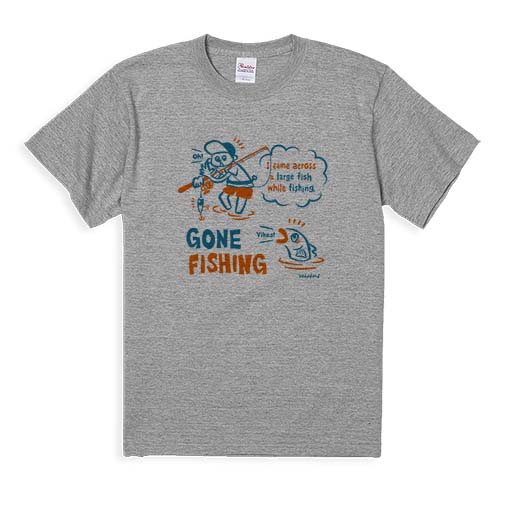 【Tシャツ】【釣りざんまい】釣り人と魚の遭遇_NB  5.6oz Cotton:100%