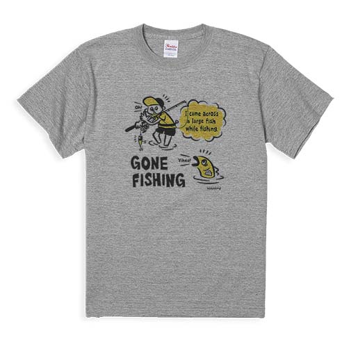 【Tシャツ】【釣りざんまい】釣り人と魚の遭遇_DG  5.6oz Cotton:100%