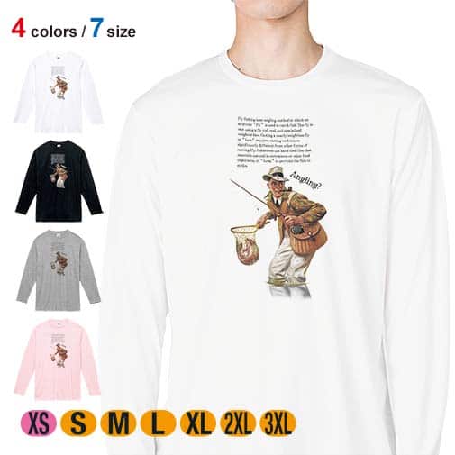 【長袖Tシャツ】フライフィッシング 5.6oz Cotton:100%