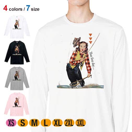 【長袖Tシャツ】フライフィッシング初心者 5.6oz Cotton:100%