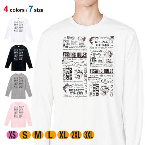 【長袖Tシャツ】FISHING RULES 5.6oz Cotton:100%