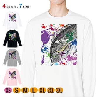 【長袖Tシャツ】グレ(メジナ)　ペンキペイント 5.6oz Cotton:100%