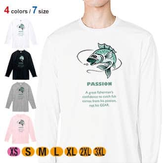 【長袖Tシャツ】釣りに対する情熱! 5.6oz Cotton:100%