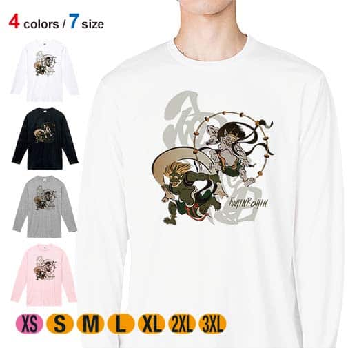 【長袖Tシャツ】浮世絵 風神雷神 5.6oz Cotton:100%