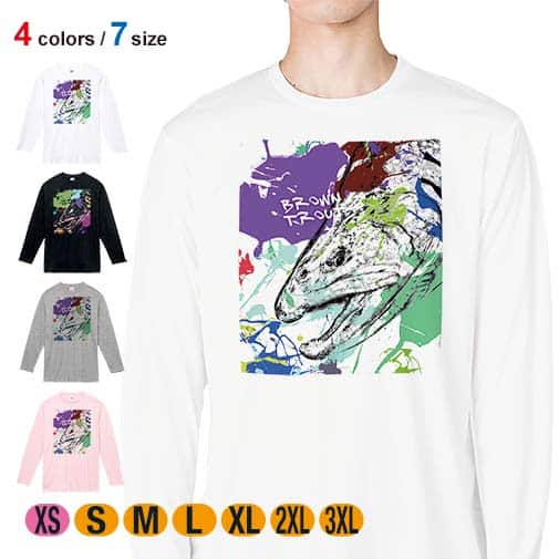 【長袖Tシャツ】ブラウントラウト ペンキペイント 5.6oz Cotton:100%