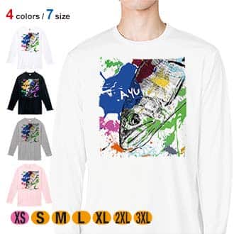 【長袖Tシャツ】アユ　ペンキペイント 5.6oz Cotton:100%