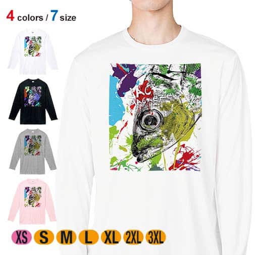 【長袖Tシャツ】マアジ ペンキペイント 5.6oz Cotton:100%