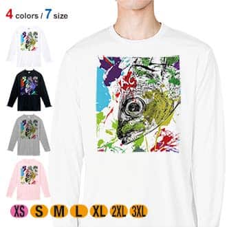 【長袖Tシャツ】マアジ　ペンキペイント 5.6oz Cotton:100%