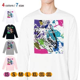 【長袖Tシャツ】ニジマス(スチールヘッド)　ペンキペイント 5.6oz Cotton:100%