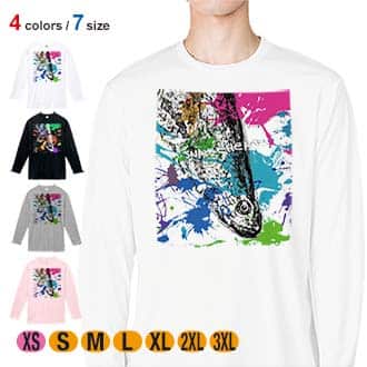 【長袖Tシャツ】ライギョ　ペンキペイント 5.6oz Cotton:100%