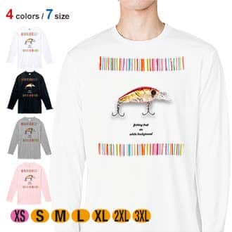 【長袖Tシャツ】おしゃれなミニルアー　レッド 5.6oz Cotton:100%