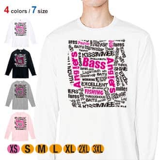 【長袖Tシャツ】BASS テキストデザイン　ショッキングピンク 5.6oz Cotton:100%