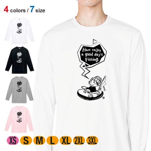 【長袖Tシャツ】【釣りざんまい】ゴムボートアングラー 5.6oz Cotton:100%