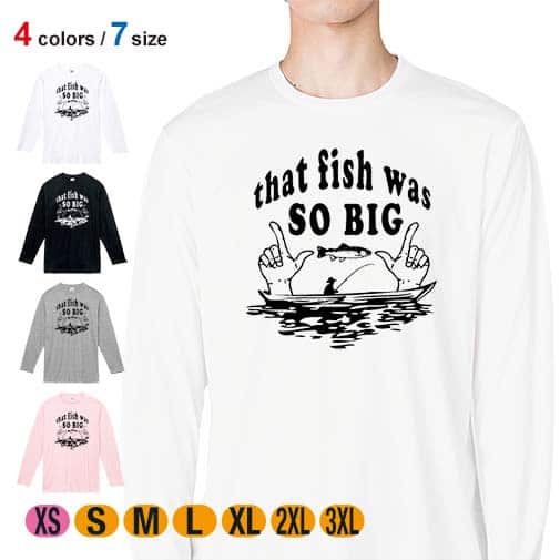 【長袖Tシャツ】大きな魚を釣りました。 5.6oz Cotton:100%