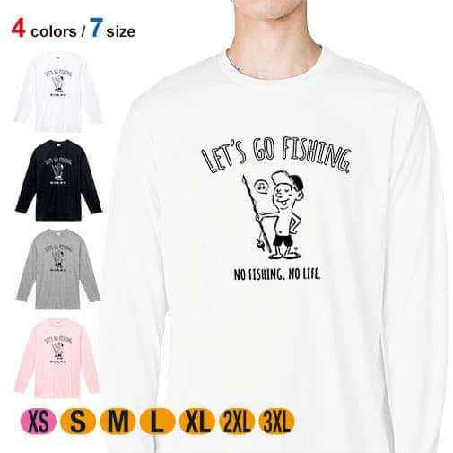 【長袖Tシャツ】【釣りざんまい】レッツゴーフィッシング アングラー 5.6oz Cotton:100%