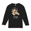【長袖Tシャツ】ブルドックだってNo Music No Life 5.6oz Cotton:100%