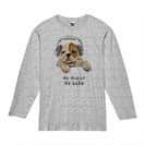 【長袖Tシャツ】ブルドックだってNo Music No Life 5.6oz Cotton:100%