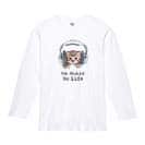 【長袖Tシャツ】猫だってNo Music No Life 5.6oz Cotton:100%