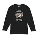 【長袖Tシャツ】猫だってNo Music No Life 5.6oz Cotton:100%