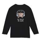 【長袖Tシャツ】猫だってNo Music No Life 5.6oz Cotton:100%