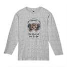 【長袖Tシャツ】猫だってNo Music No Life 5.6oz Cotton:100%